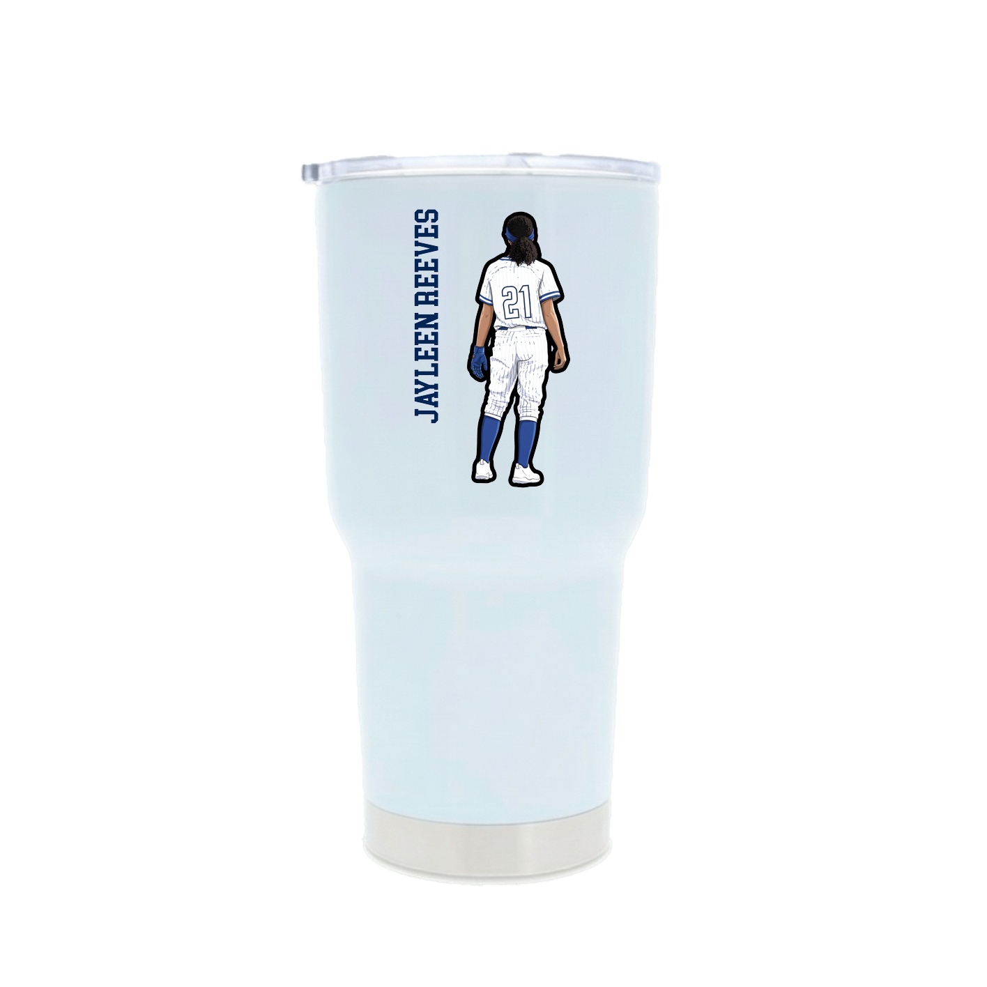 30oz Stainless Steel Tumbler — Name Vertical in White