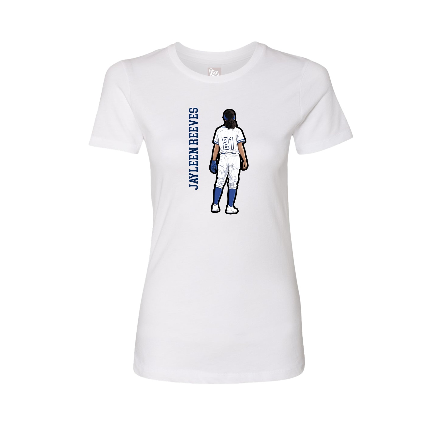 Fitted Women's Tee — Name Vertical in White