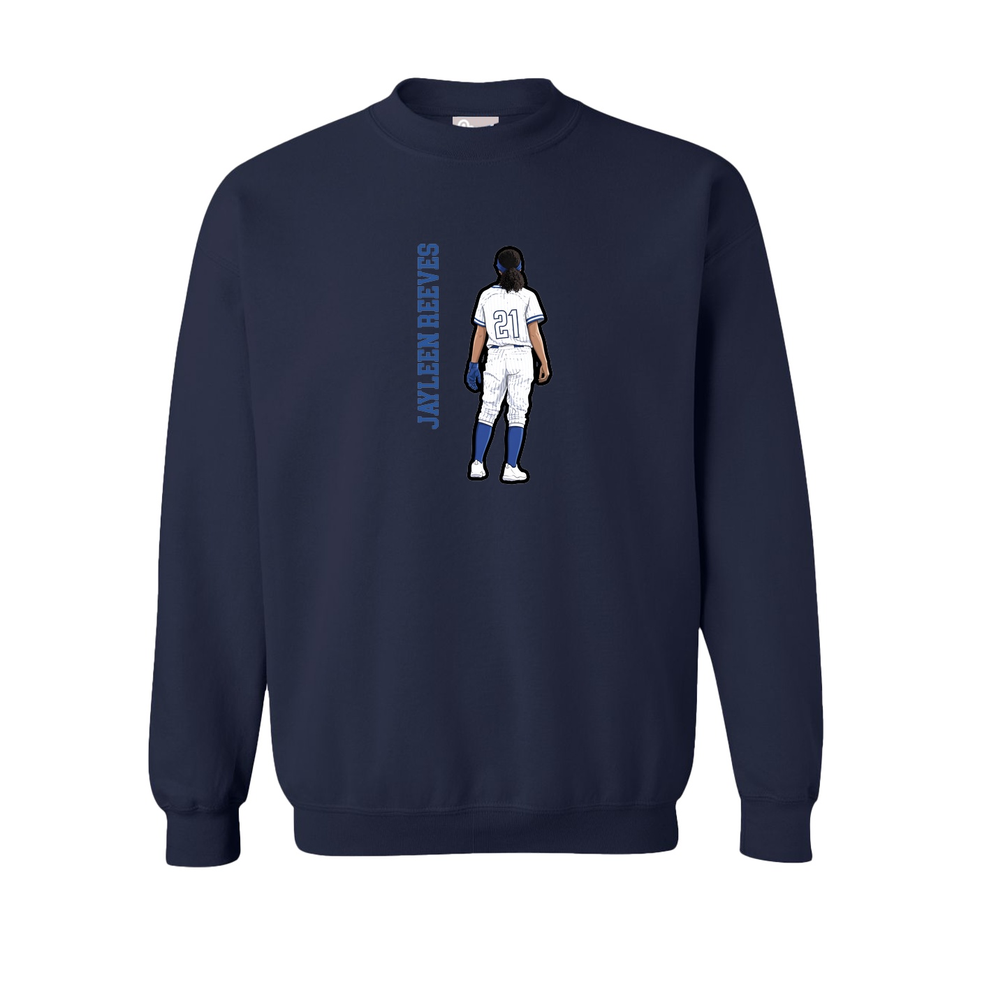 Fleece Crew — Name Vertical in Navy