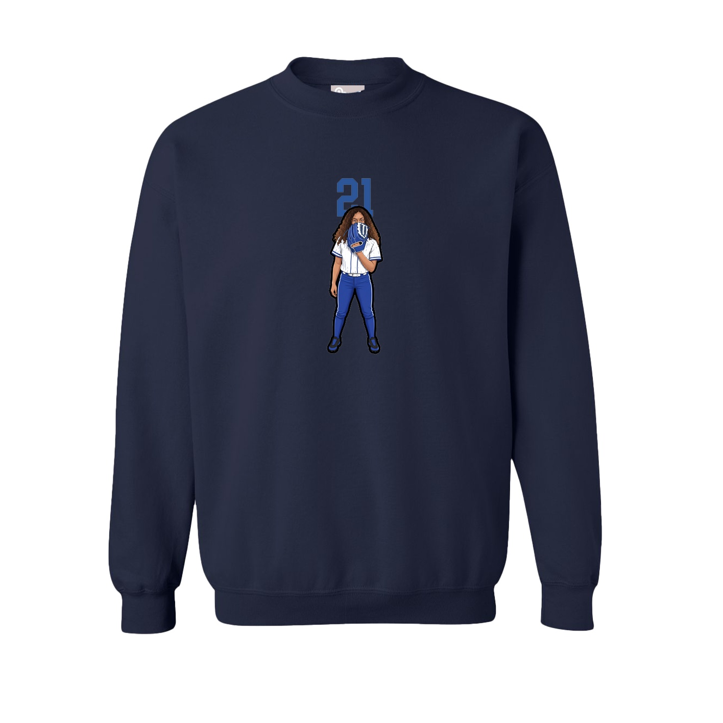 Fleece Crew — Number Top in Navy