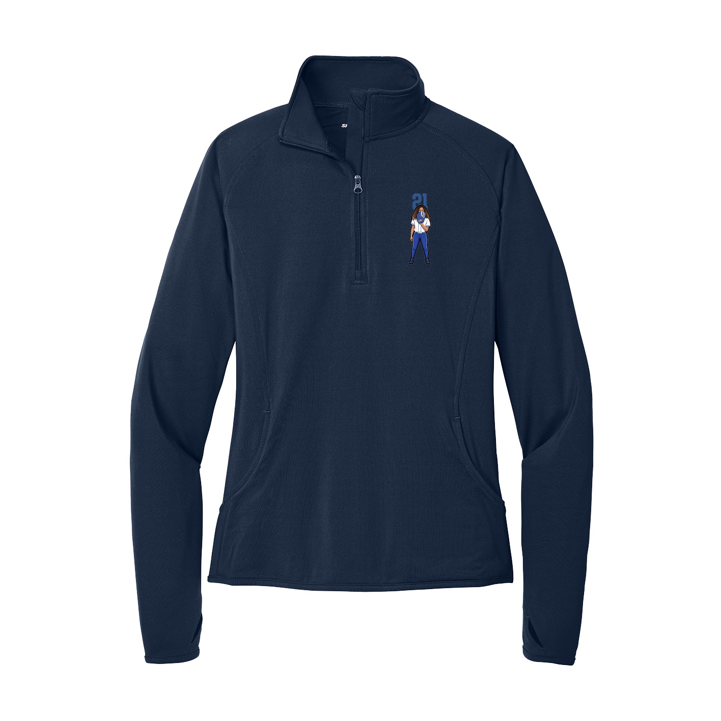 Women's Q-Zip Pullover — Number Top in Navy