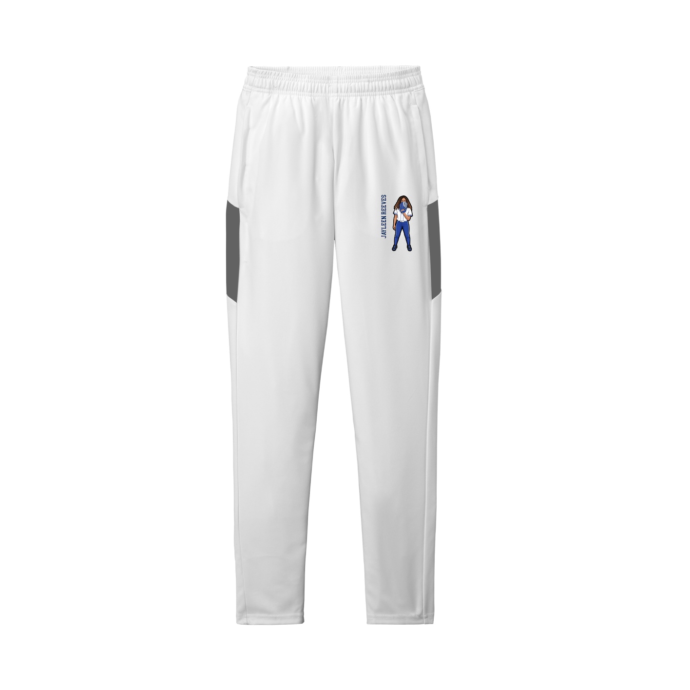 Team Travel Pant — Name Vertical in White/Grey