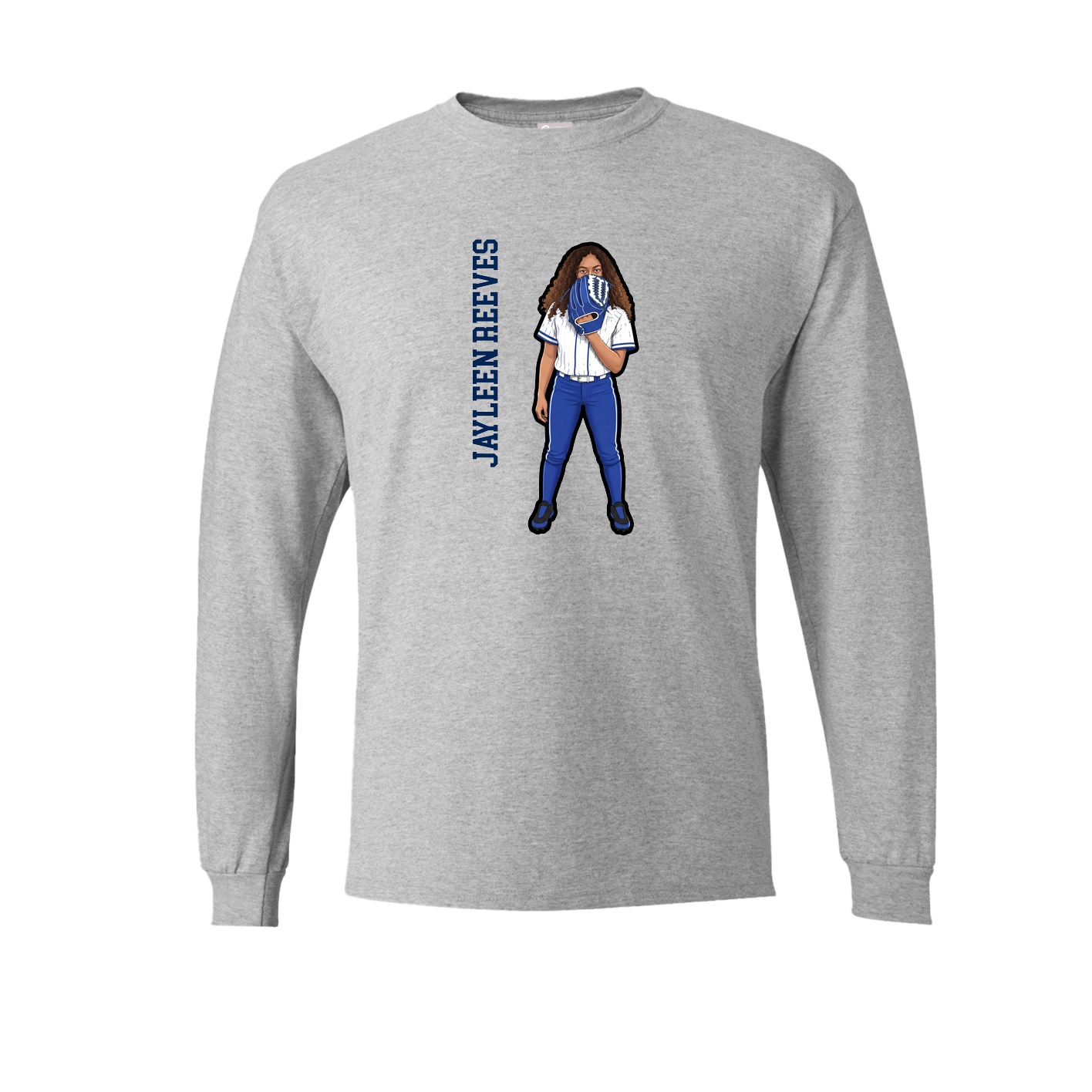 Long Sleeve Tee — Name Vertical in Grey