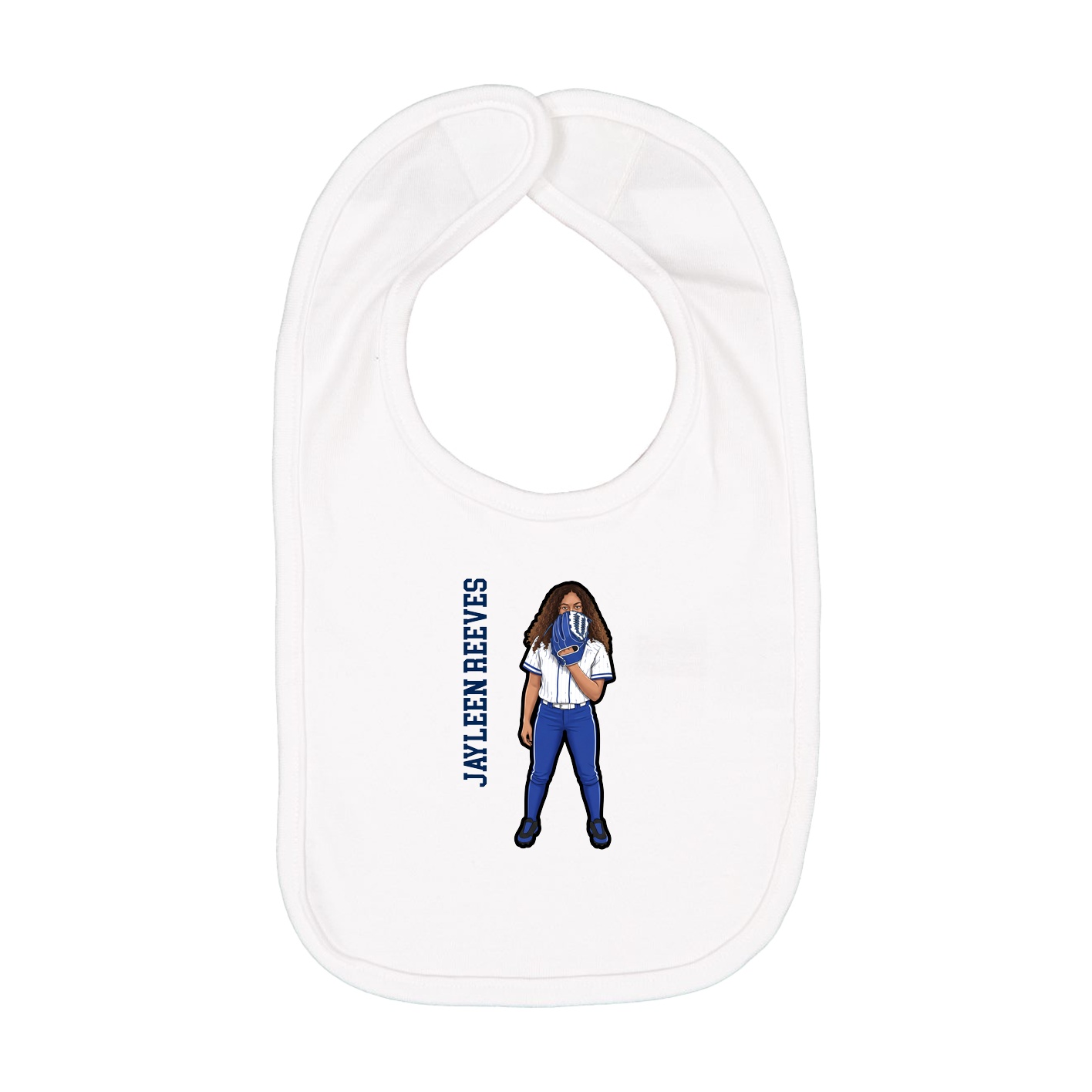 Infant Bib — Name Vertical in White