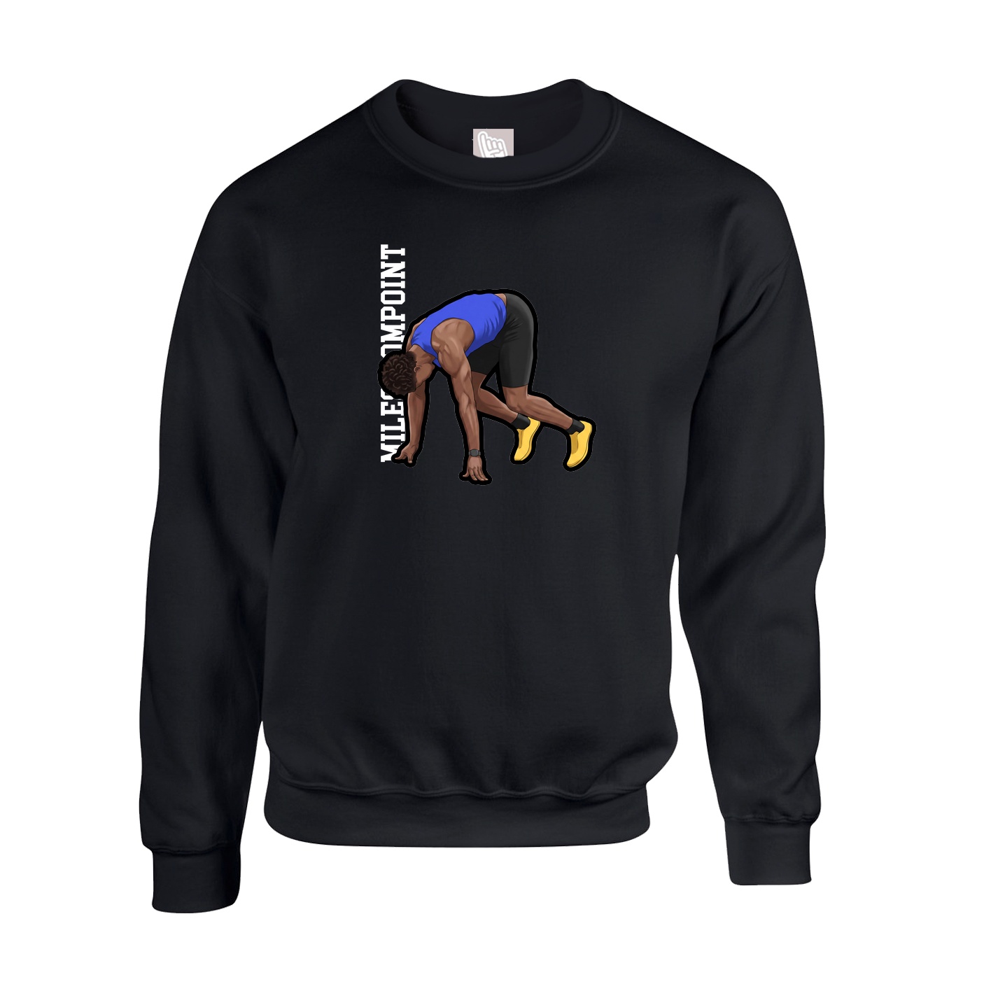 Fleece Crew — Name Vertical in Black