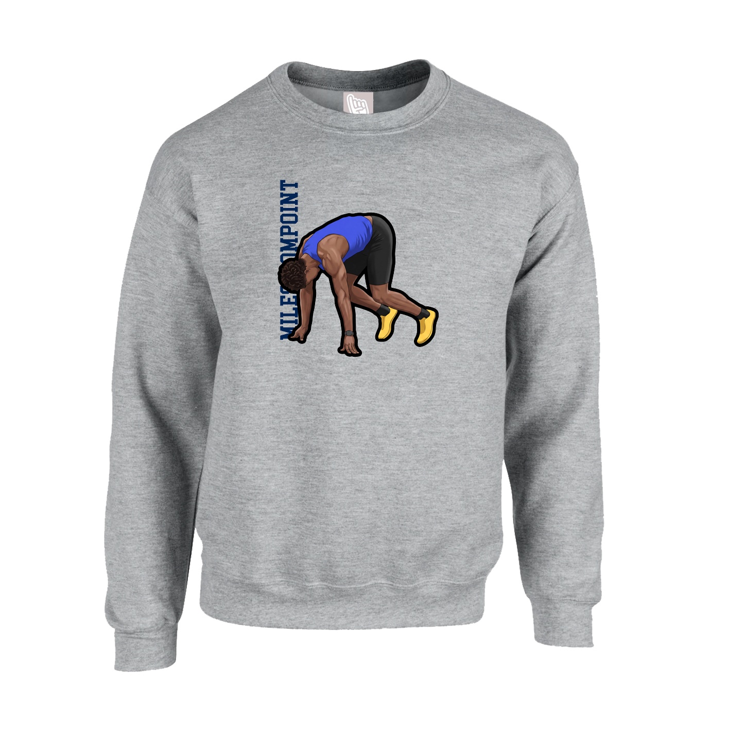 Fleece Crew — Name Vertical in Grey