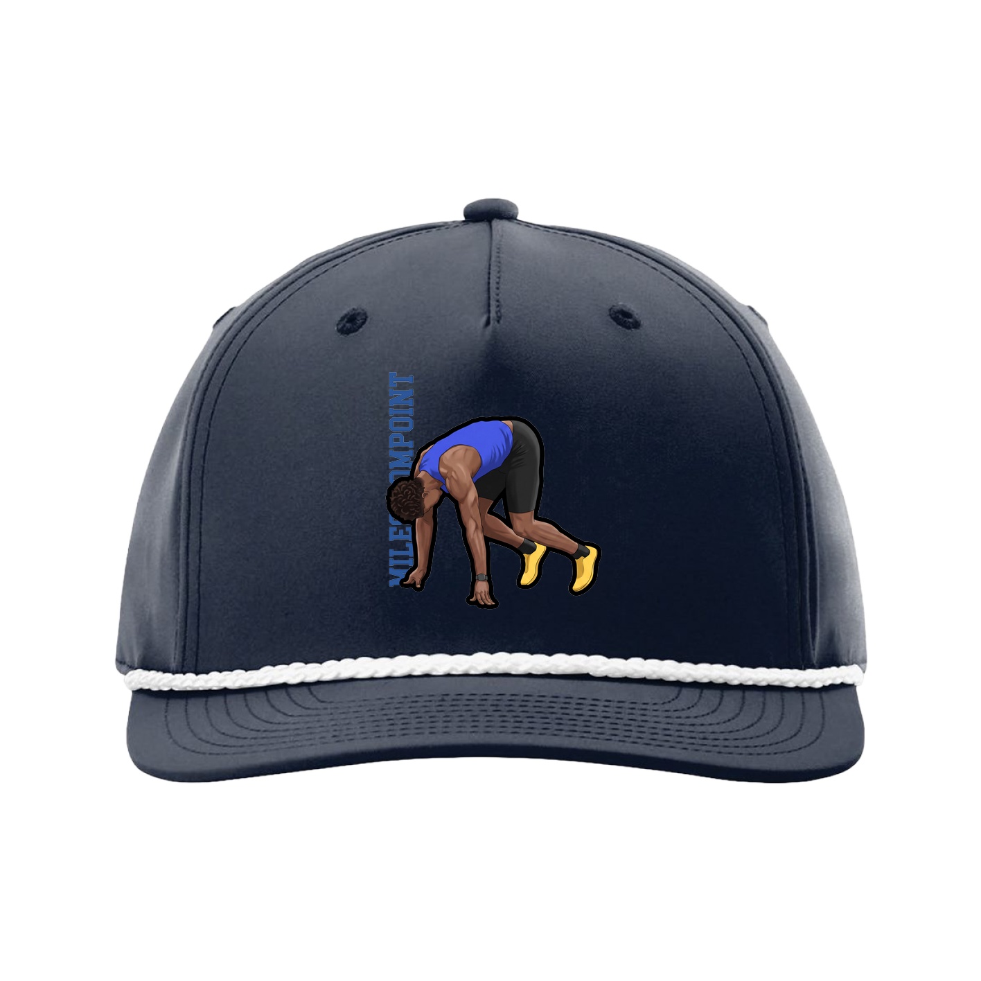 Five-Panel Classic Rope Cap — Name Vertical in Navy