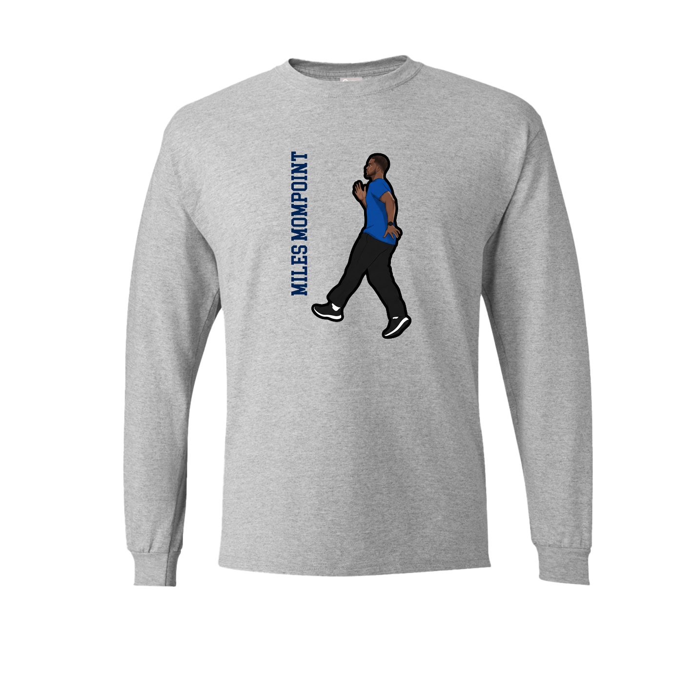 Long Sleeve Tee — Name Vertical in Grey
