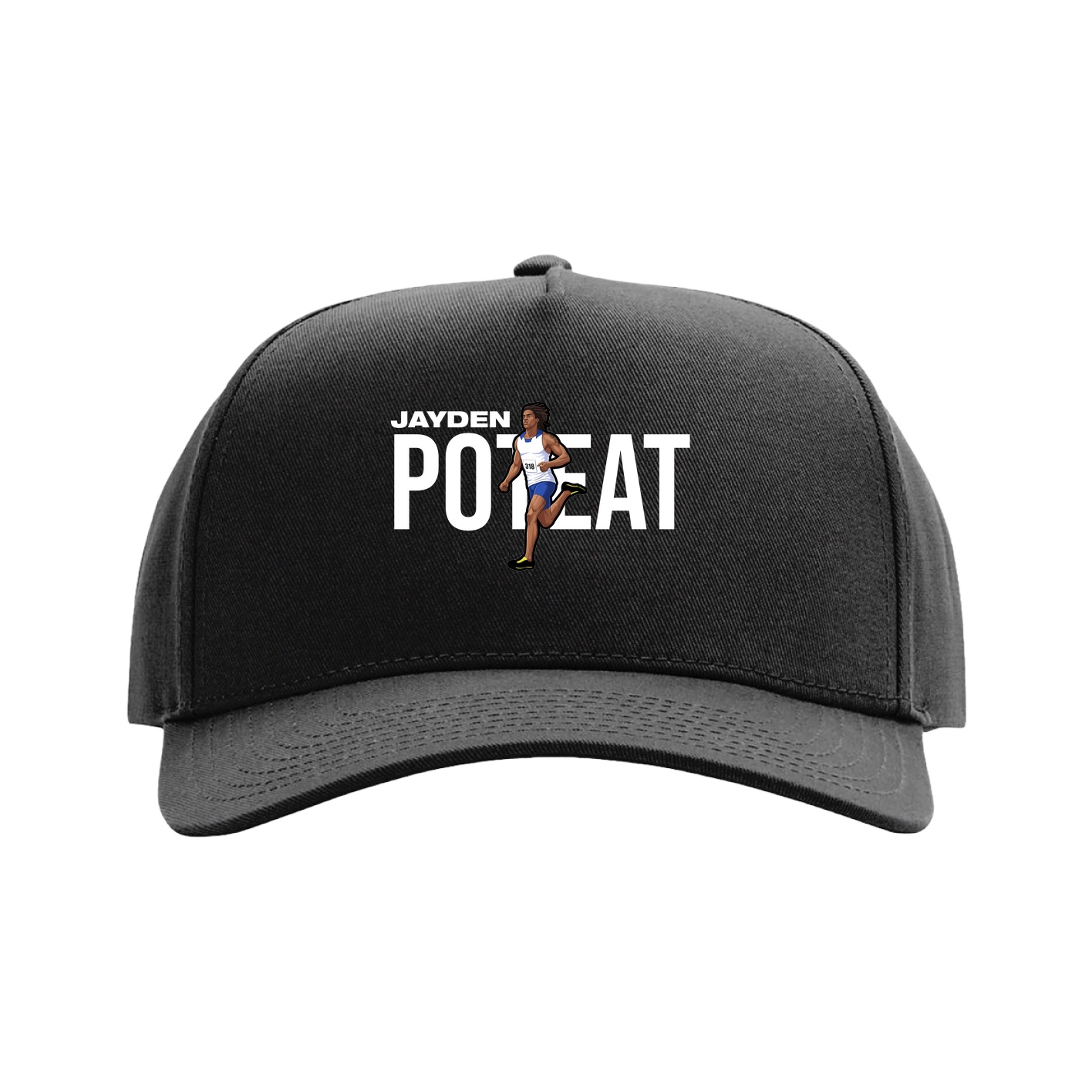 Full Fabric Five-Panel Champ Cap — Player Name in Black