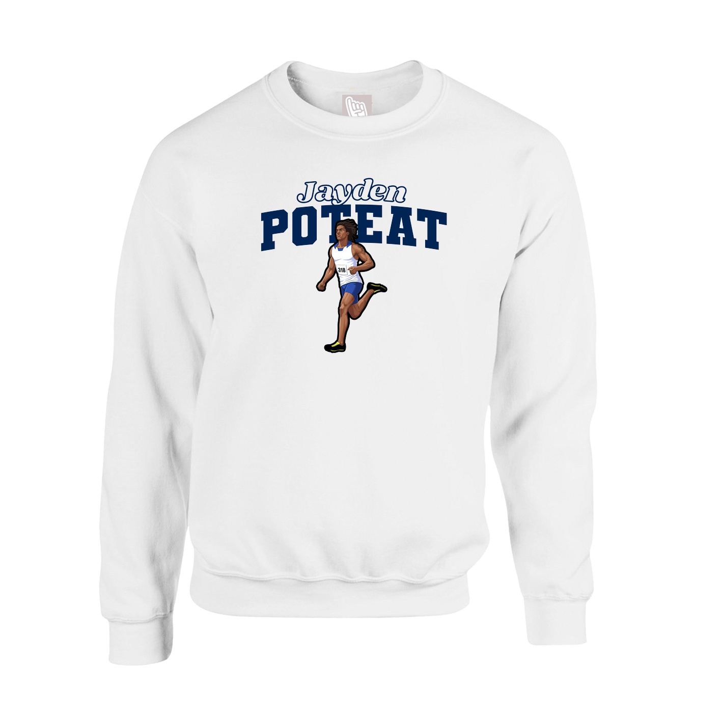 Fleece Crew — Name Arch in White
