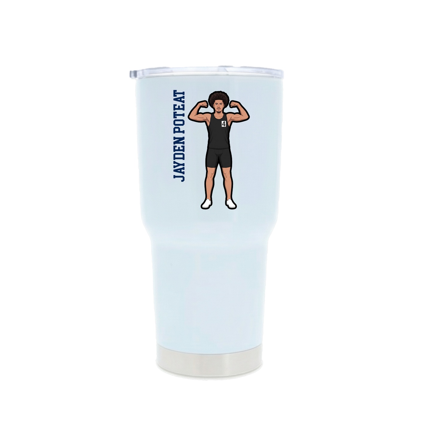 30oz Stainless Steel Tumbler — Name Vertical in White