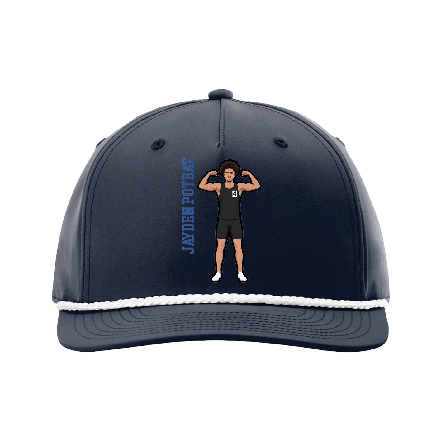 Five-Panel Classic Rope Cap — Name Vertical in Navy