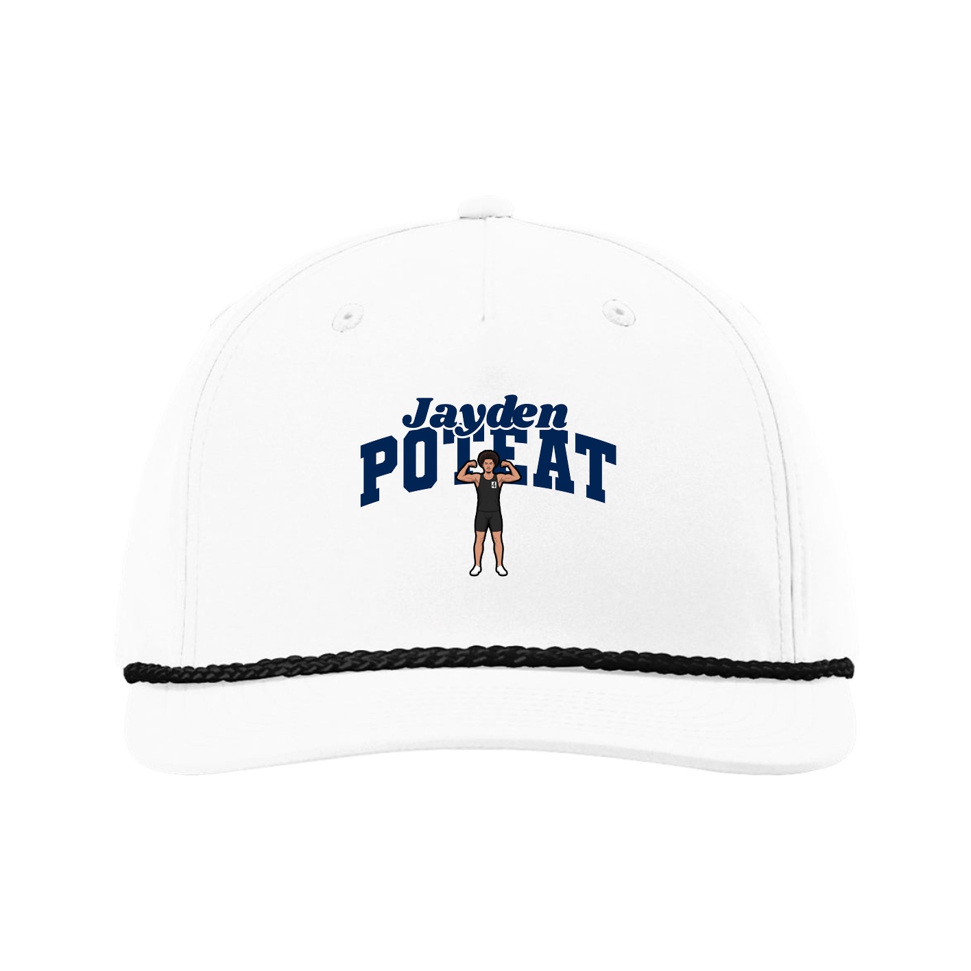 Five-Panel Classic Rope Cap — Signature Arch in White