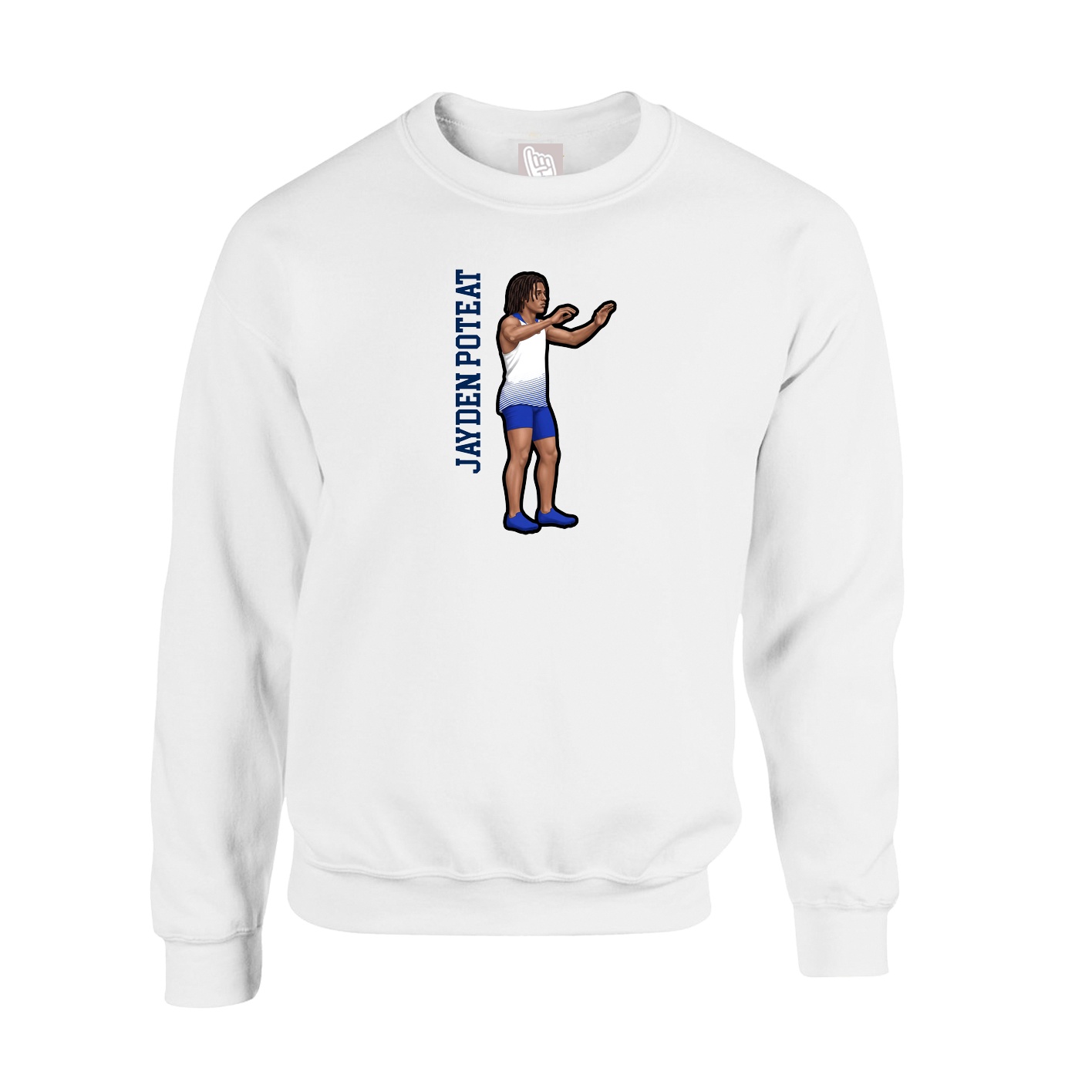 Fleece Crew — Name Vertical in White