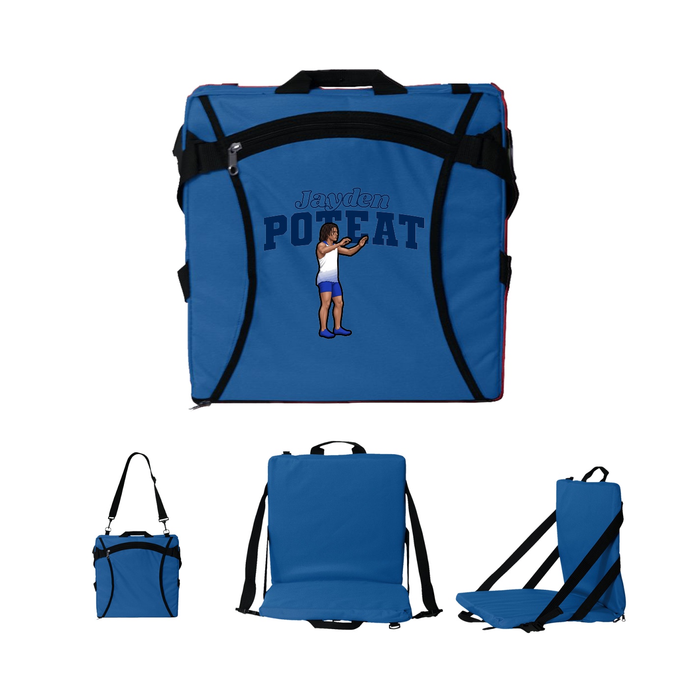 Folding Stadium Seat — Name Arch in Royal
