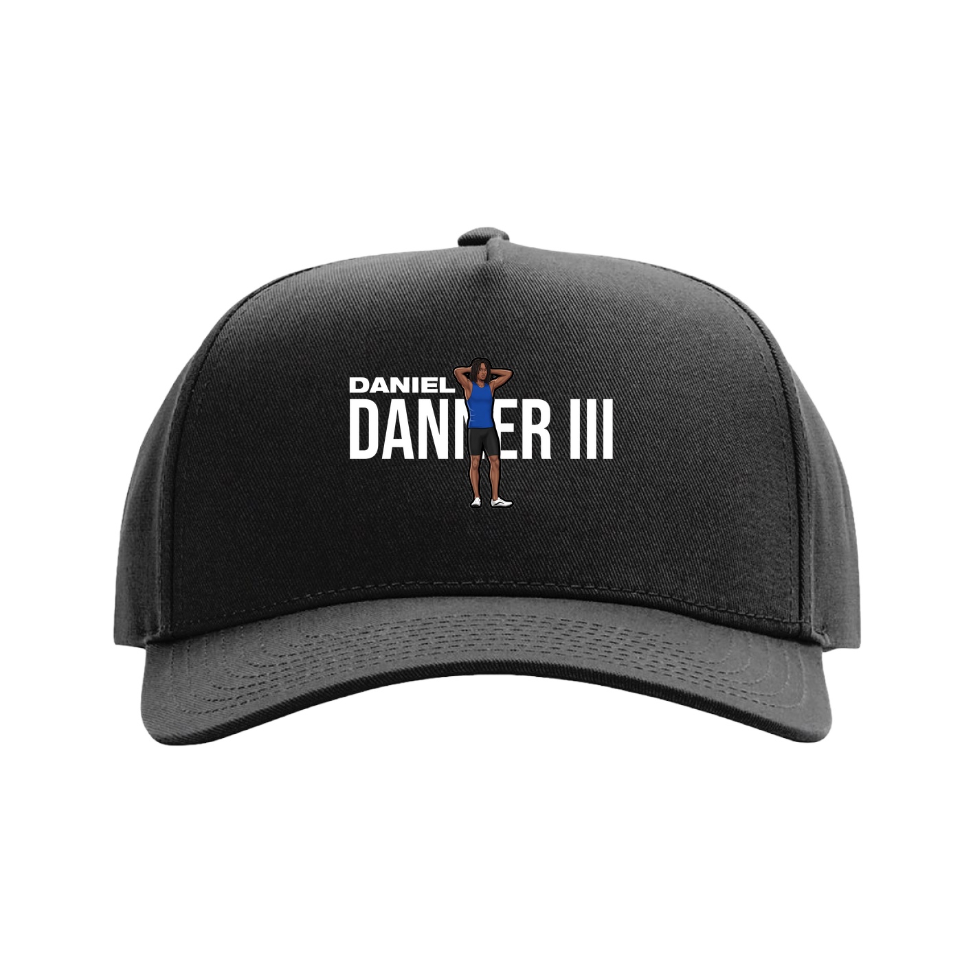 Full Fabric Five-Panel Champ Cap — Player Name in Black