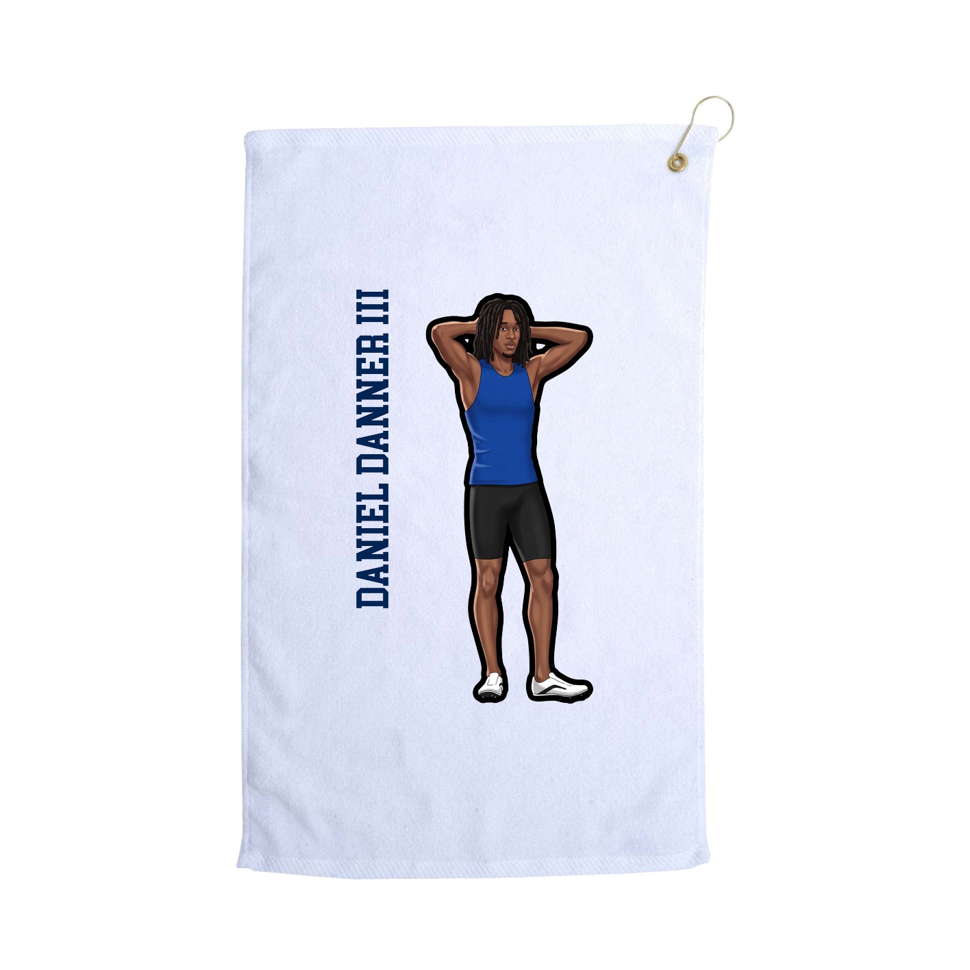 Golf Towel — Name Vertical in White