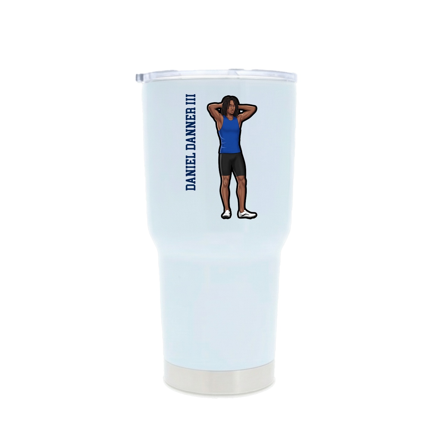 30oz Stainless Steel Tumbler — Name Vertical in White