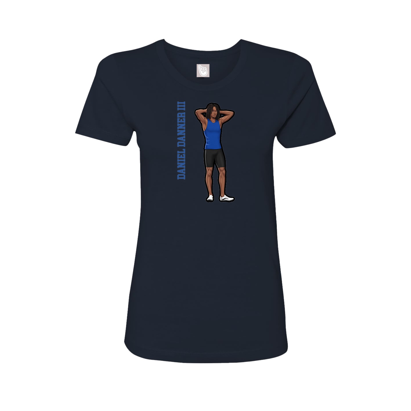 Fitted Women's Tee — Name Vertical in Navy