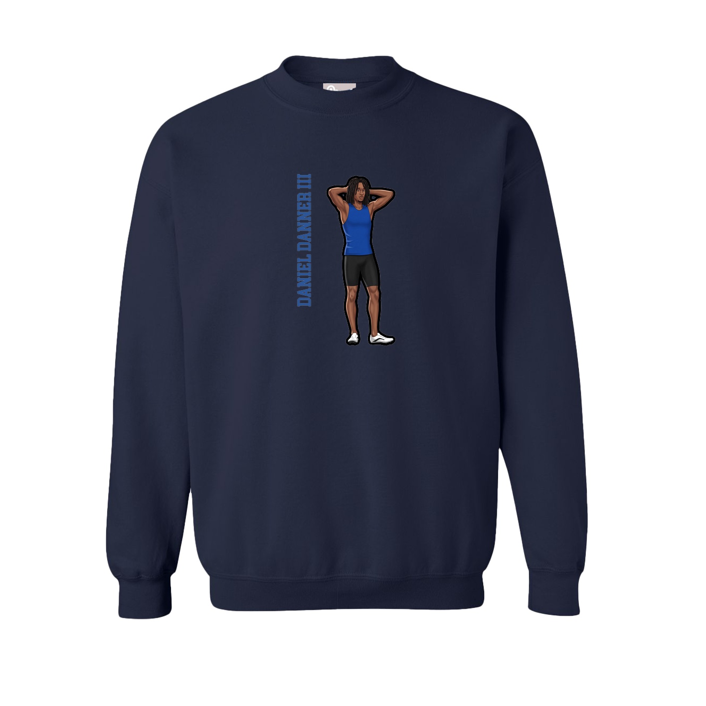Fleece Crew — Name Vertical in Navy