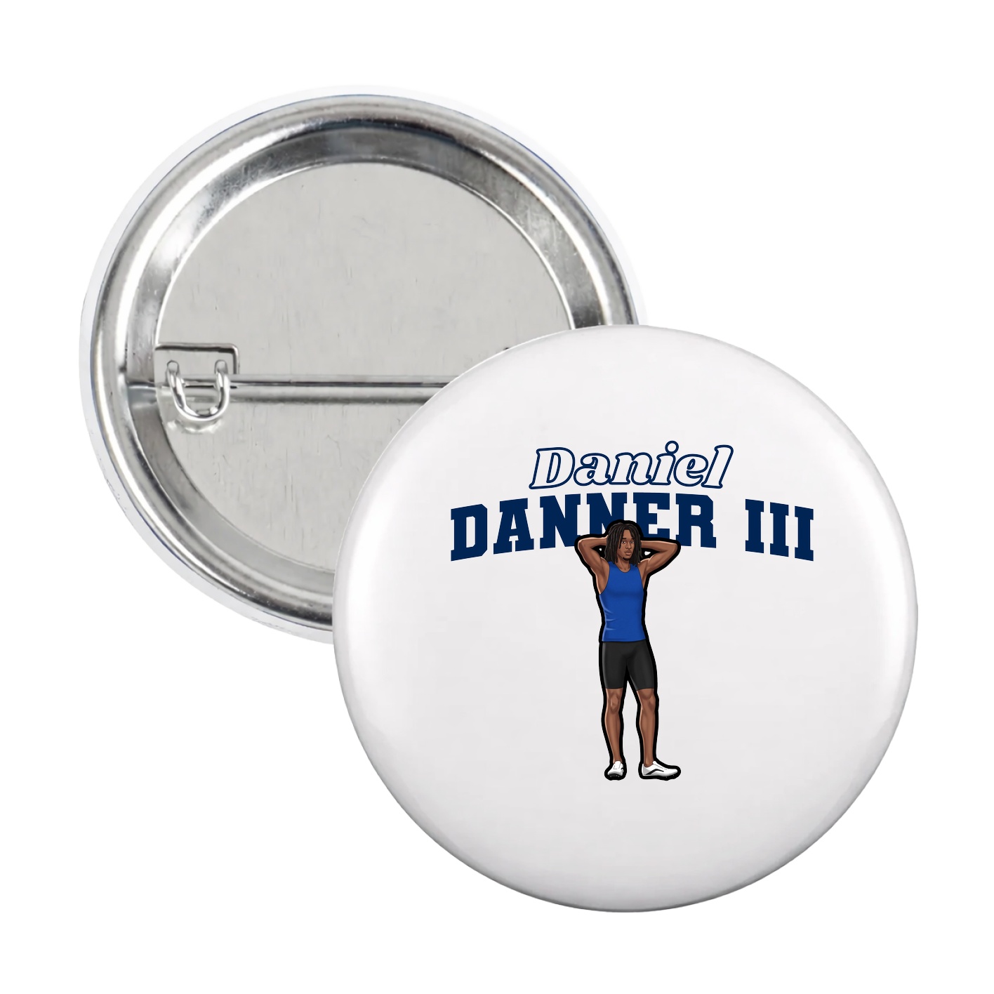 Game Day Button — Name Arch in White