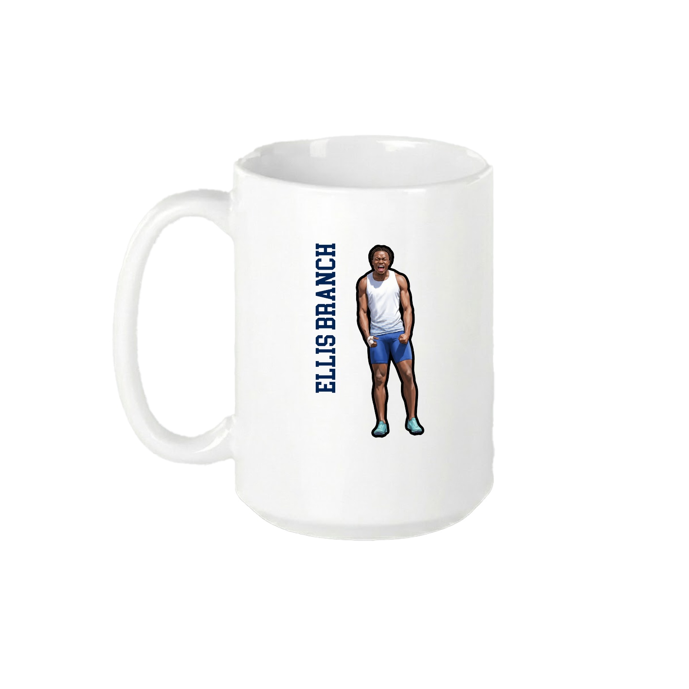 15oz Coffee Mug — Name Vertical in White