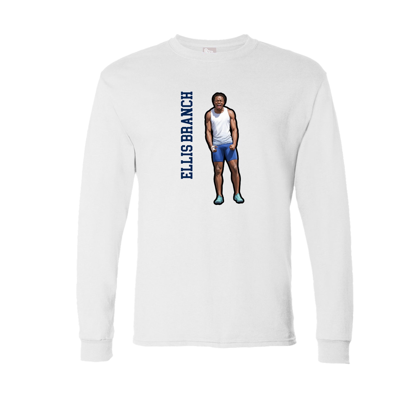 Long Sleeve Tee — Name Vertical in White
