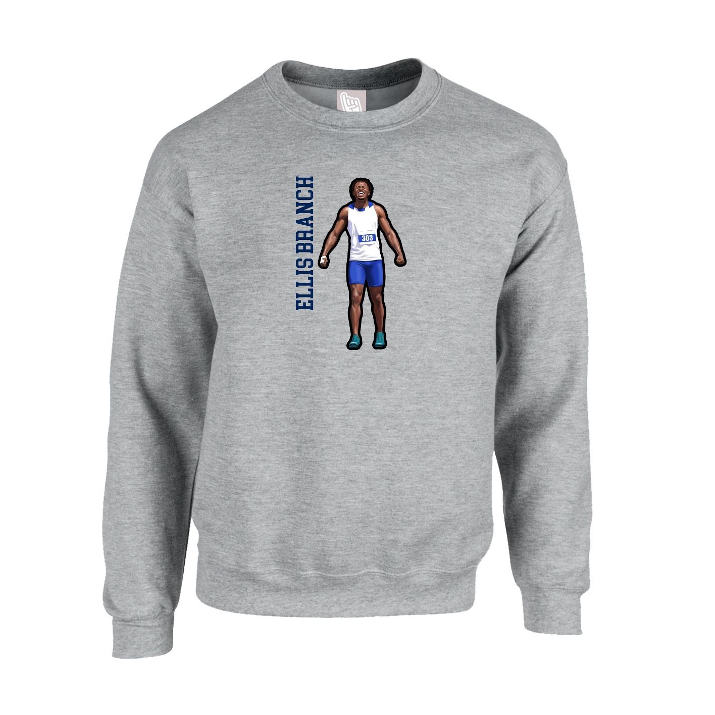 Fleece Crew — Name Vertical in Grey