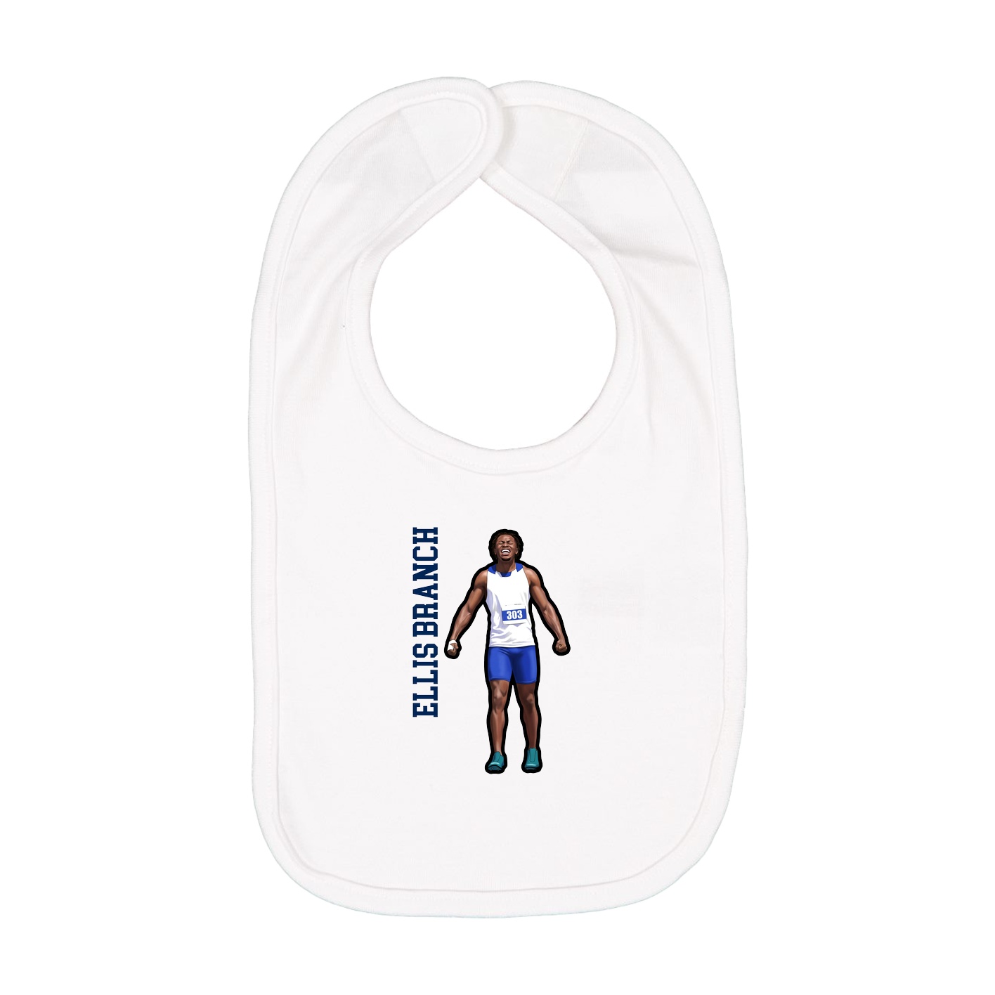 Infant Bib — Name Vertical in White