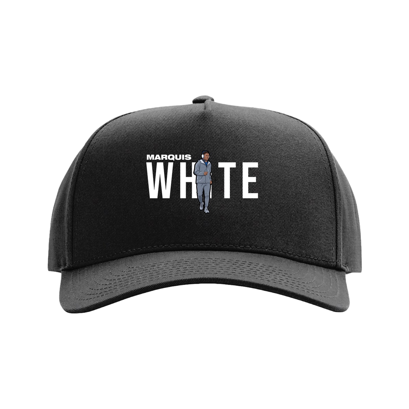 Full Fabric Five-Panel Champ Cap — Player Name in Black