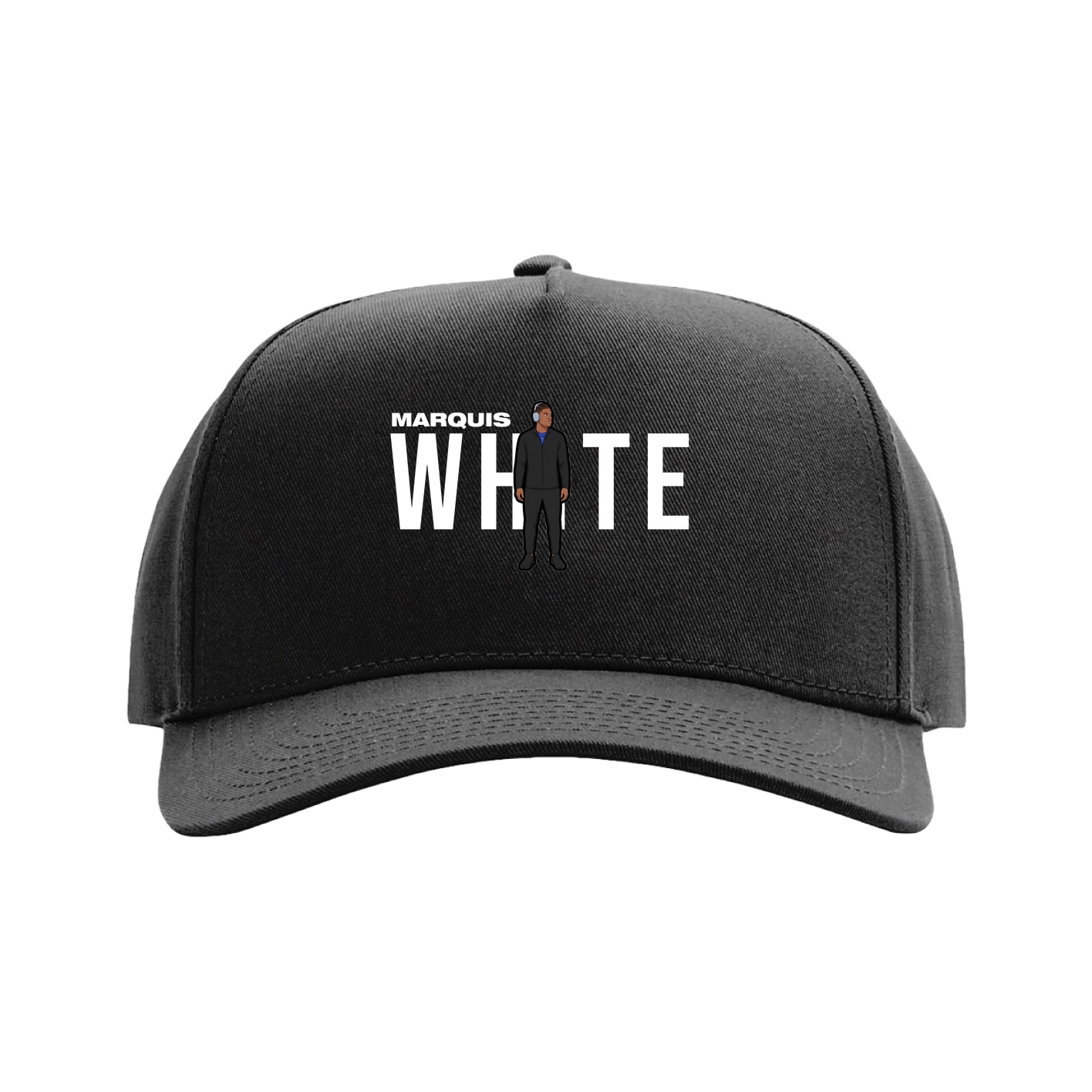 Full Fabric Five-Panel Champ Cap — Player Name in Black