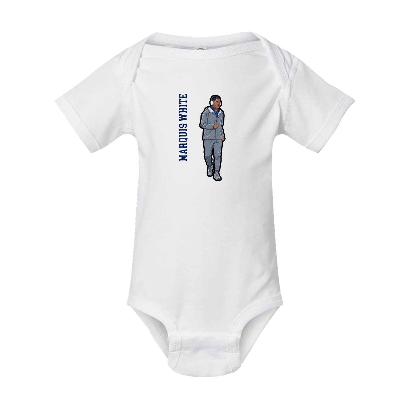 Baby Onesie — Name Vertical in White