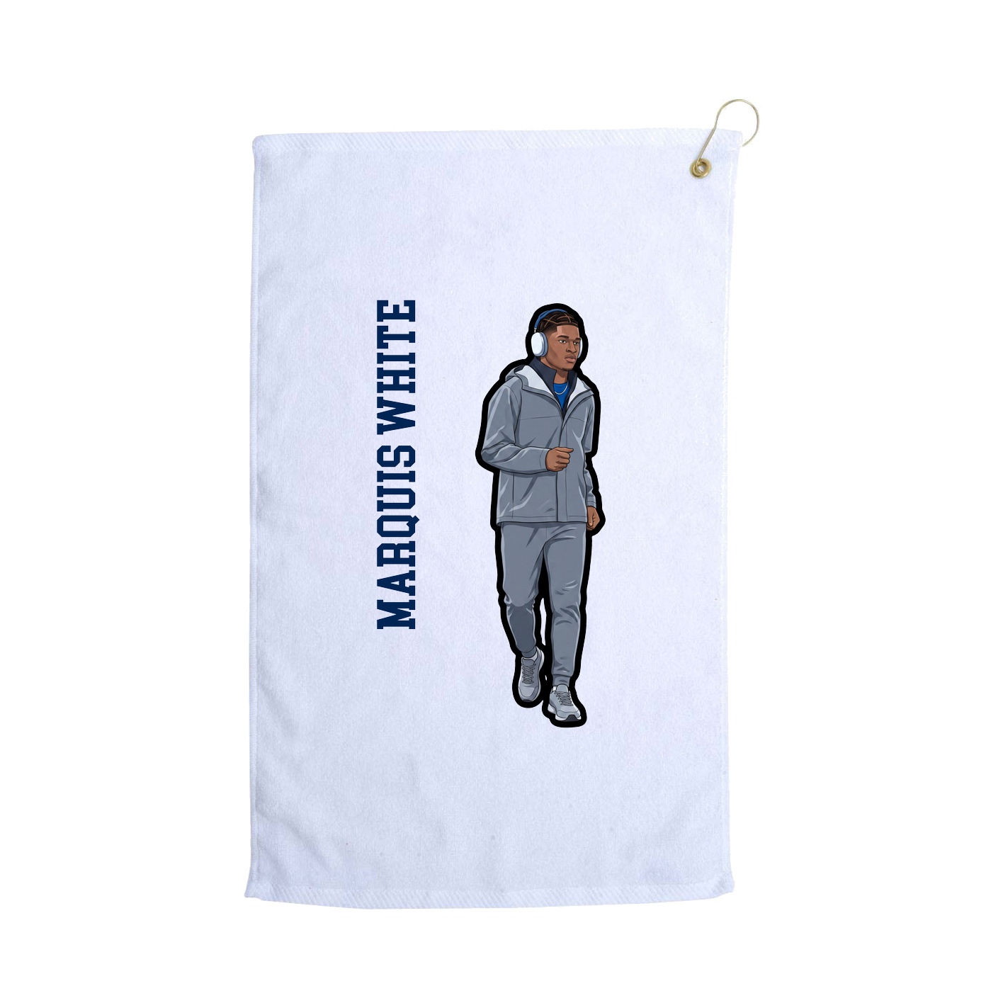 Golf Towel — Name Vertical in White
