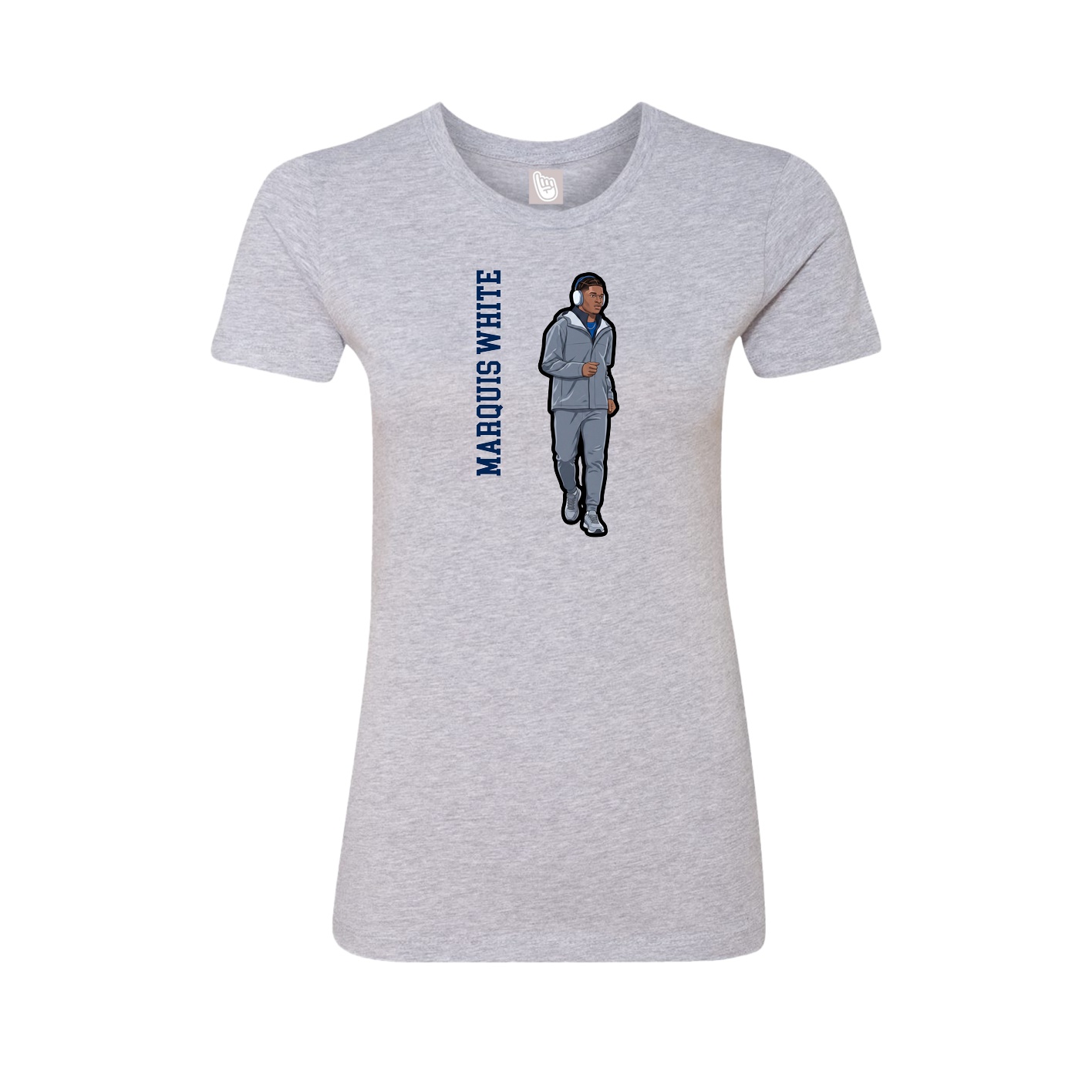 Fitted Women's Tee — Name Vertical in Grey