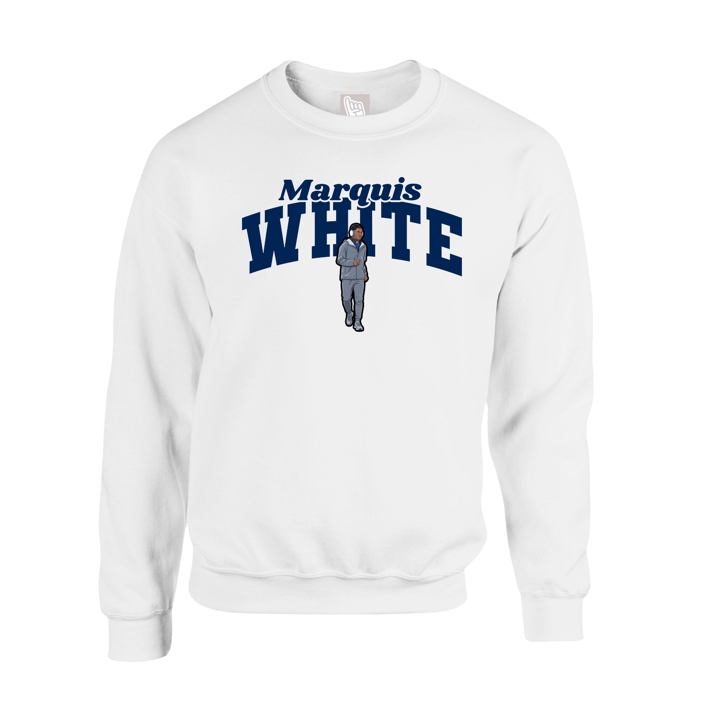 Fleece Crew — Signature Arch in White