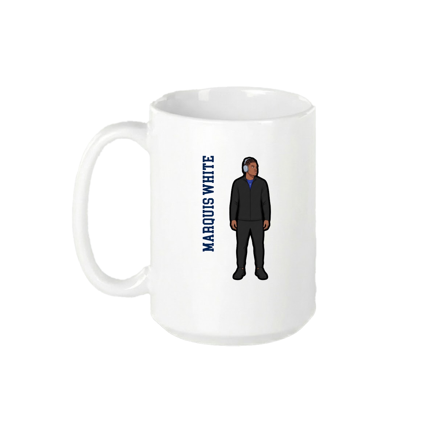 15oz Coffee Mug — Name Vertical in White