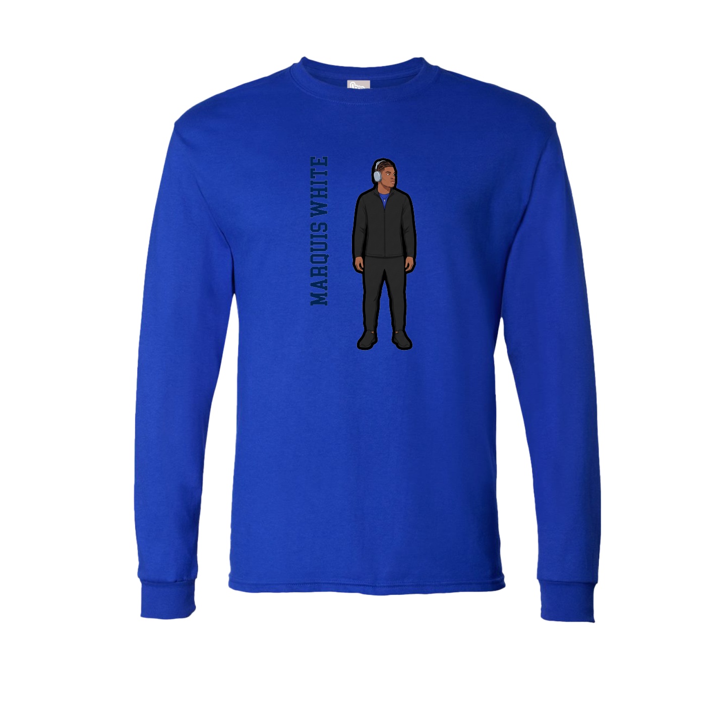 Long Sleeve Tee — Name Vertical in Royal