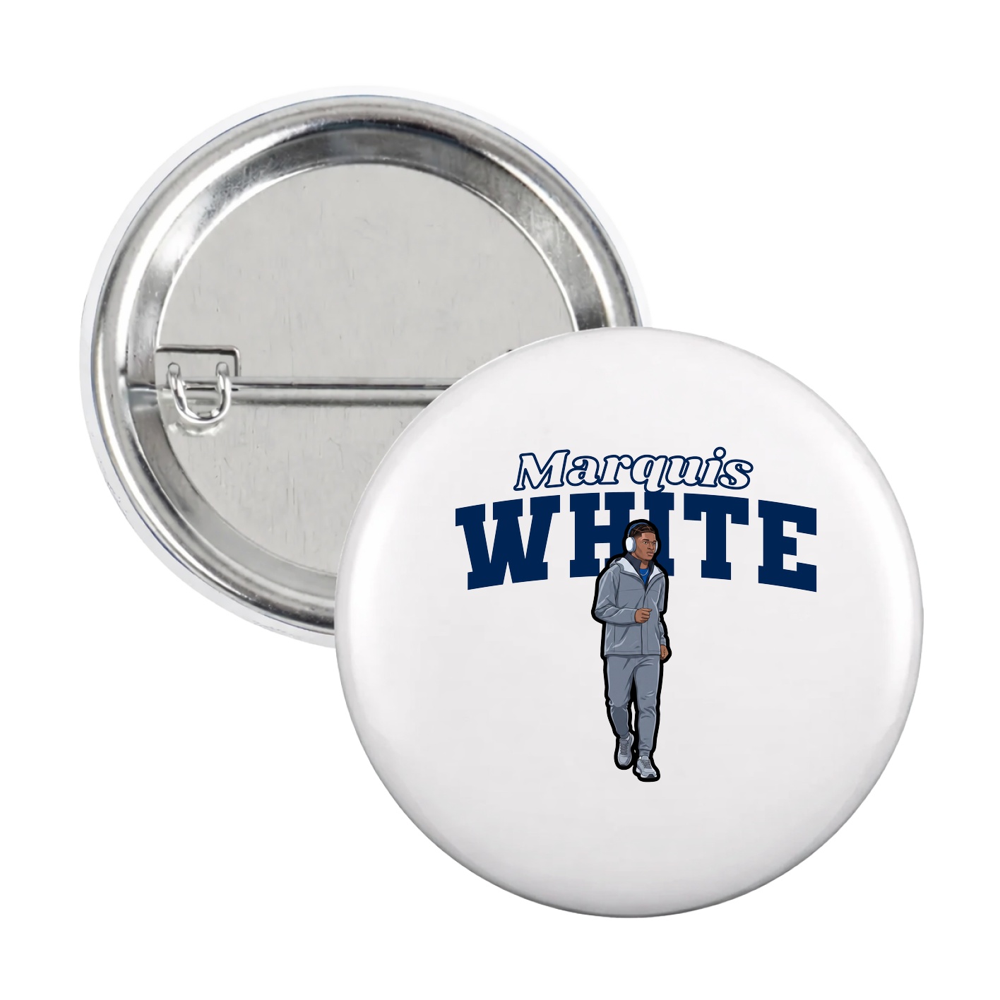 Game Day Button — Name Arch in White