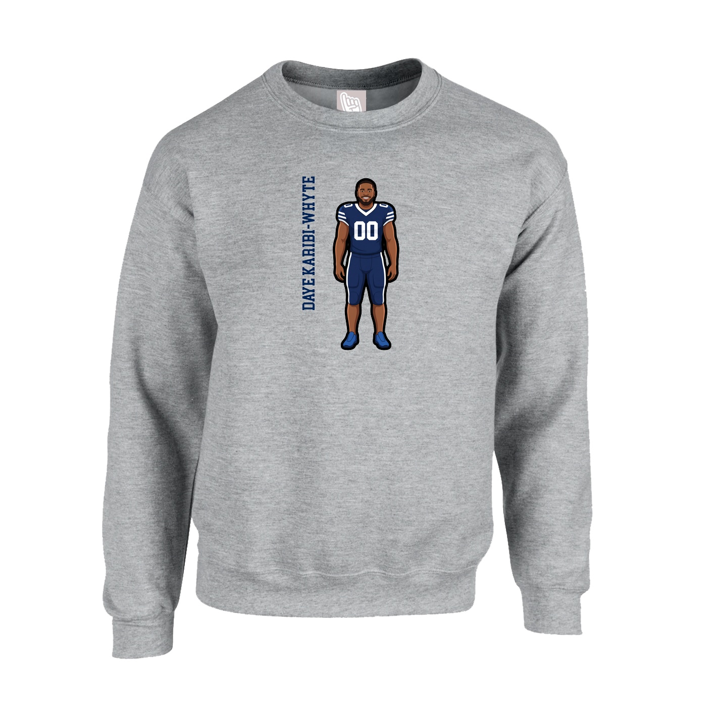 Fleece Crew — Name Vertical in Grey