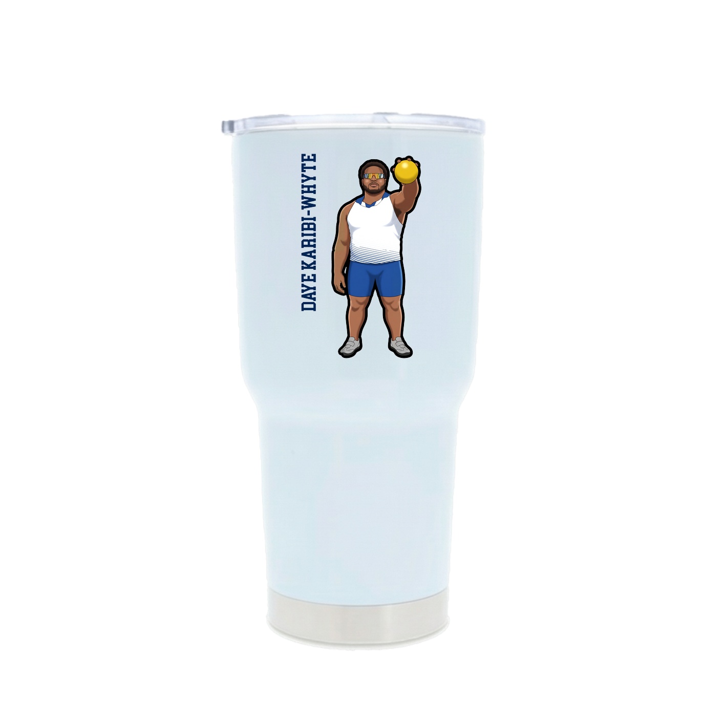 30oz Stainless Steel Tumbler — Name Vertical in White
