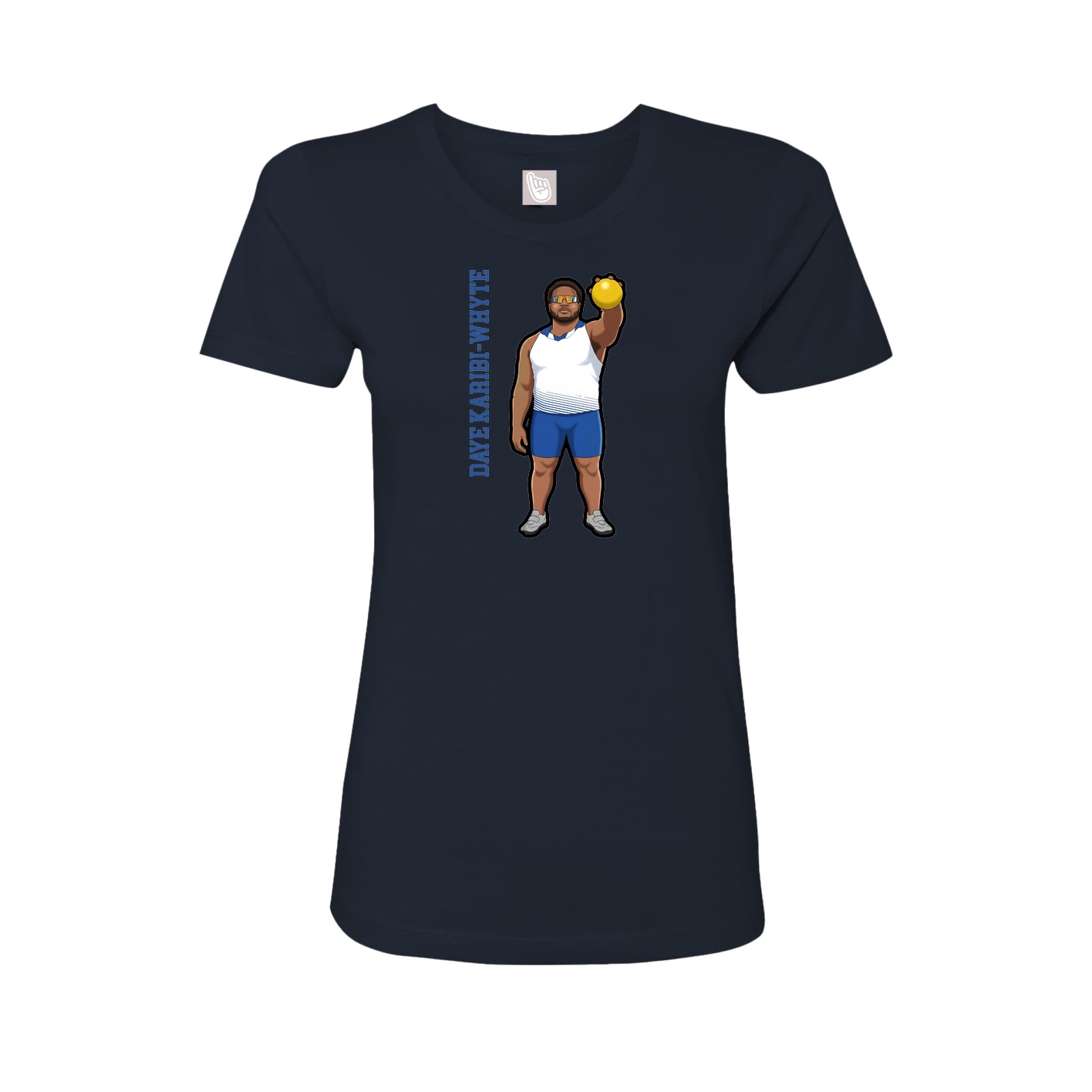 Fitted Women's Tee — Name Vertical in Navy