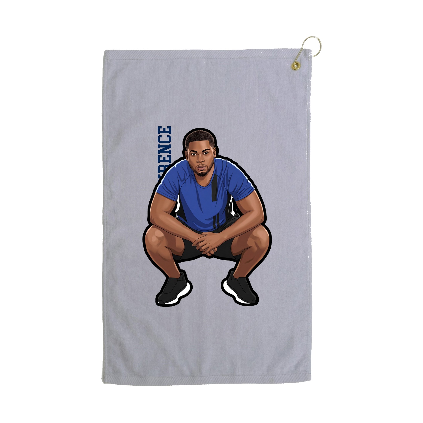 Golf Towel — Name Vertical in Grey
