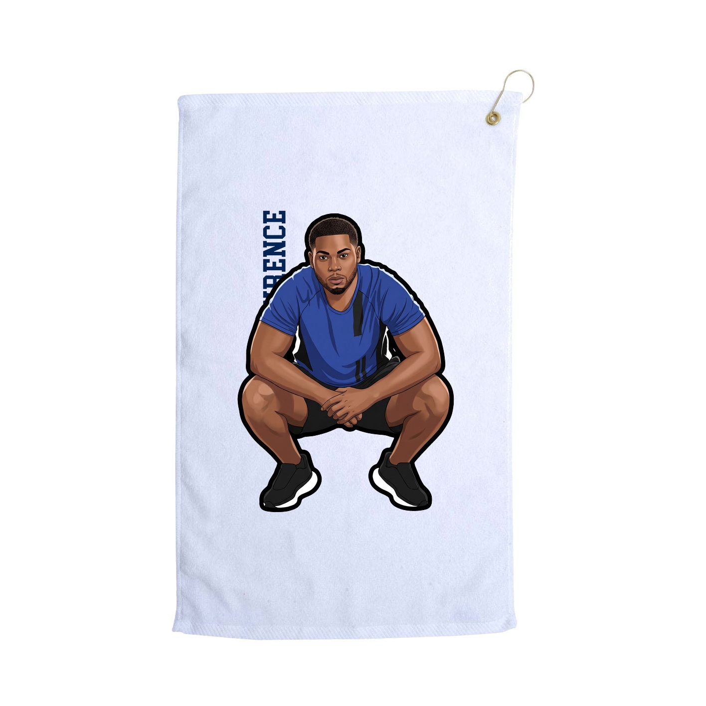Golf Towel — Name Vertical in White