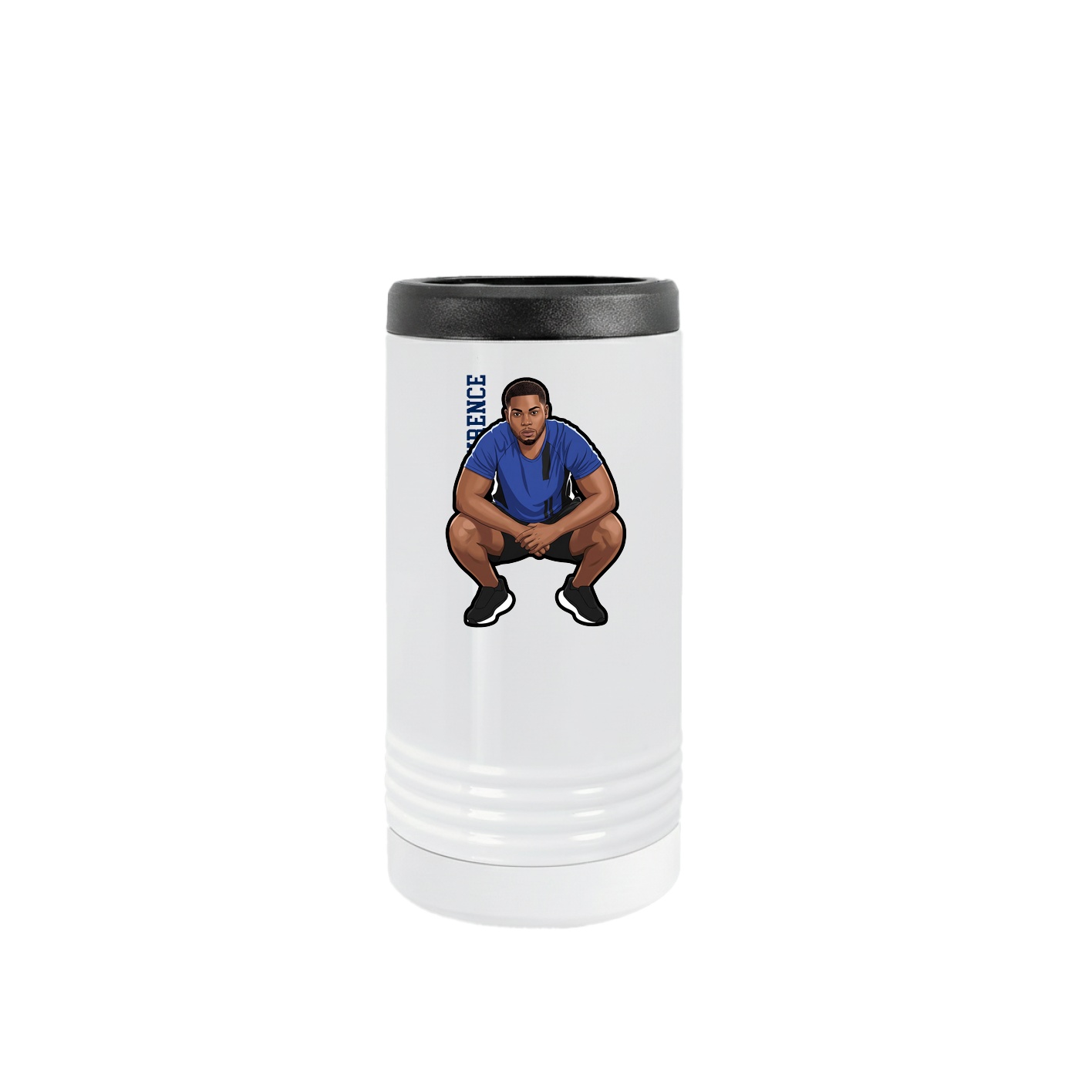 Slim Beverage Holder — Name Vertical in White
