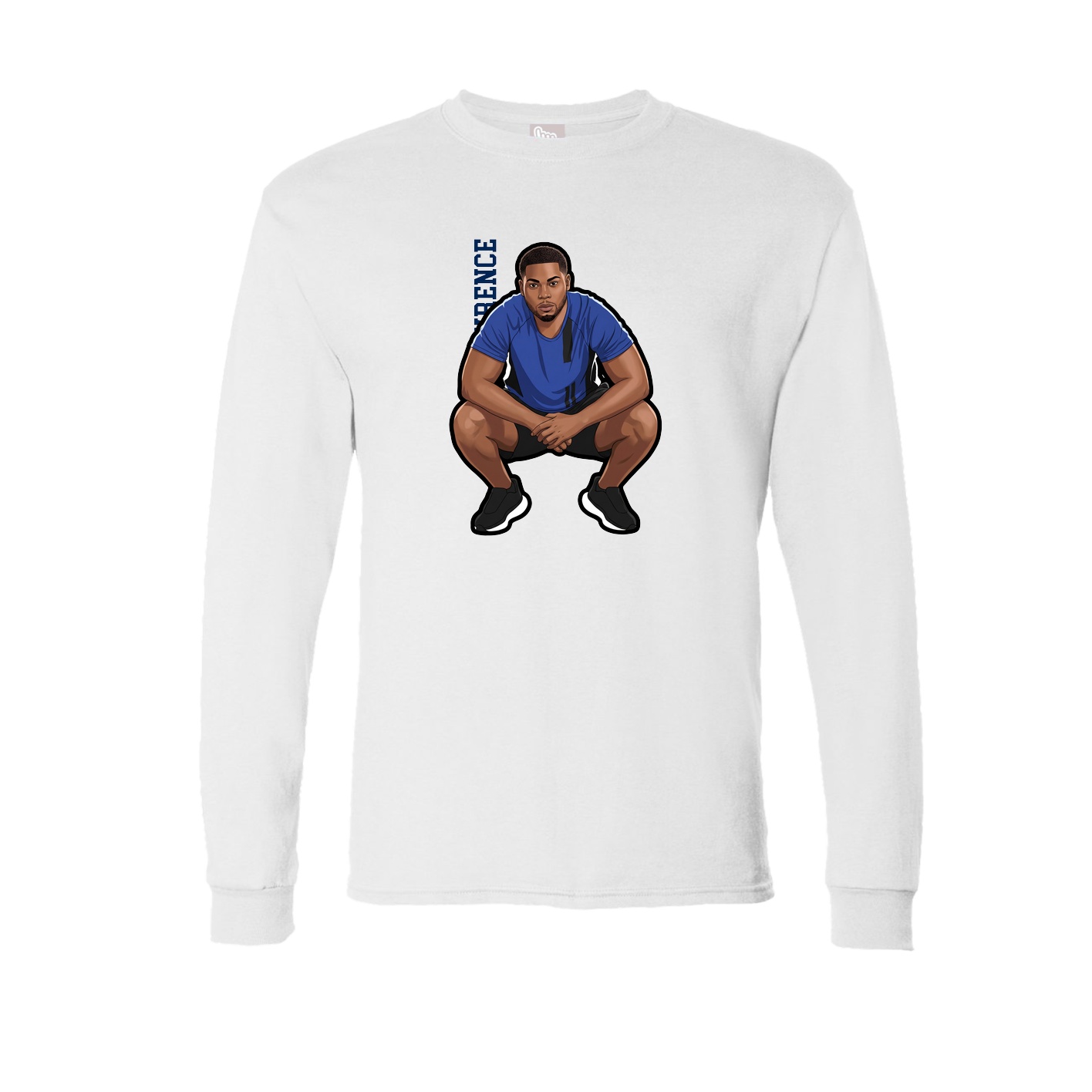 Long Sleeve Tee — Name Vertical in White