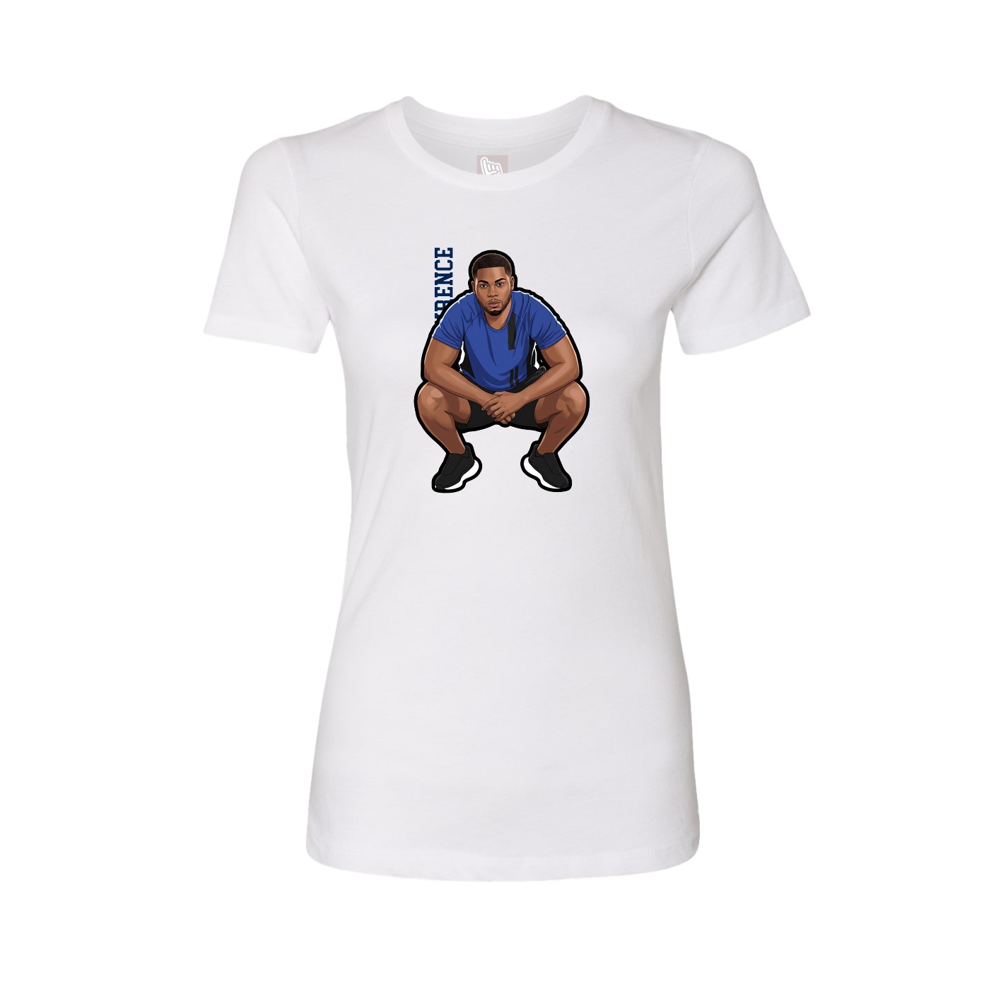 Fitted Women's Tee — Name Vertical in White