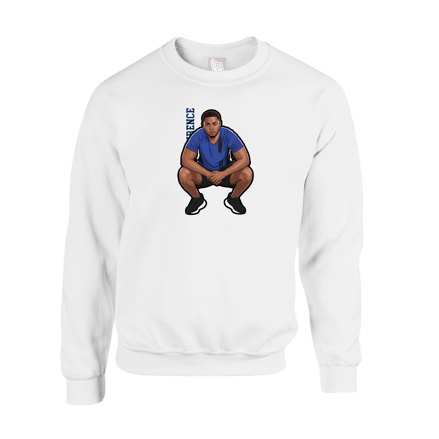 Fleece Crew — Name Vertical in White