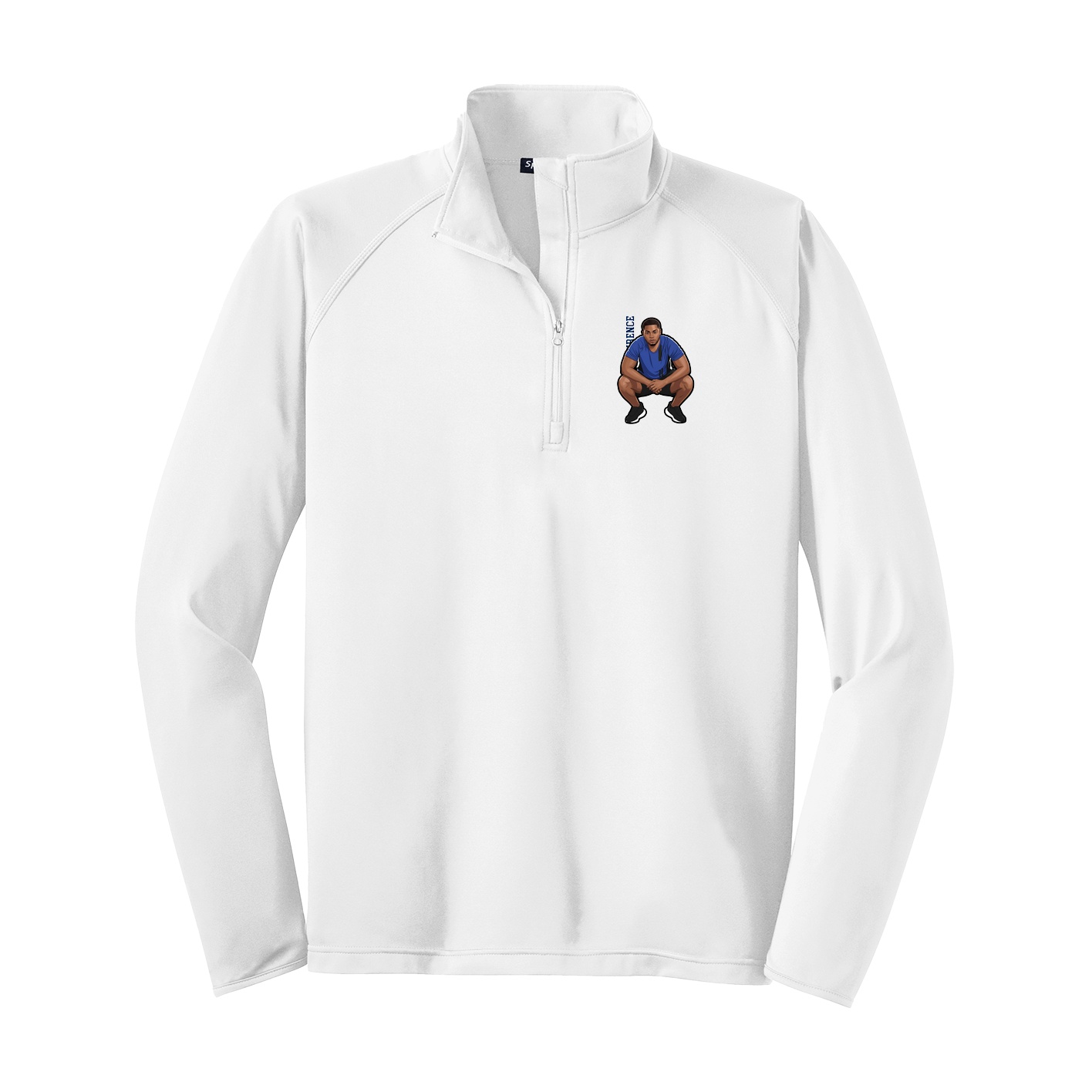 Q-Zip Pullover — Name Vertical in White
