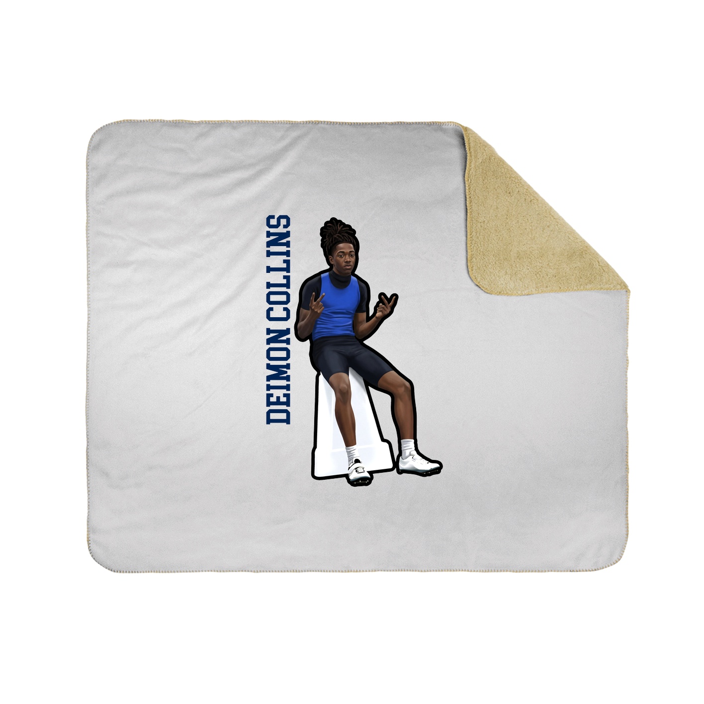 Throw Blanket — Name Vertical in White