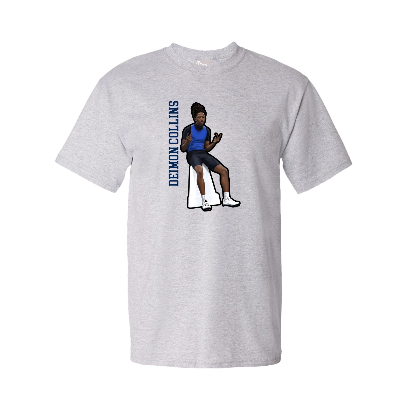 Youth Tee — Name Vertical in Grey